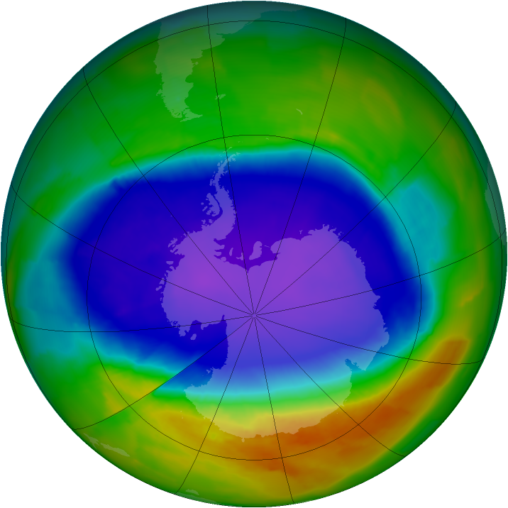 Antarctic ozone map for 13 October 2011